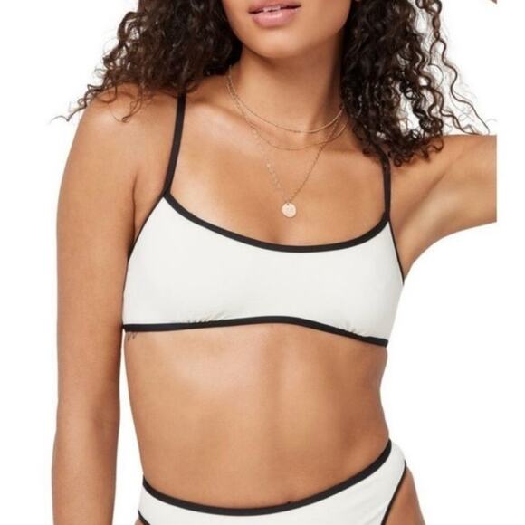 L*Space Pamela Bikini Top Racerback in Cream Black Size Small NWT - Picture 1 of 6